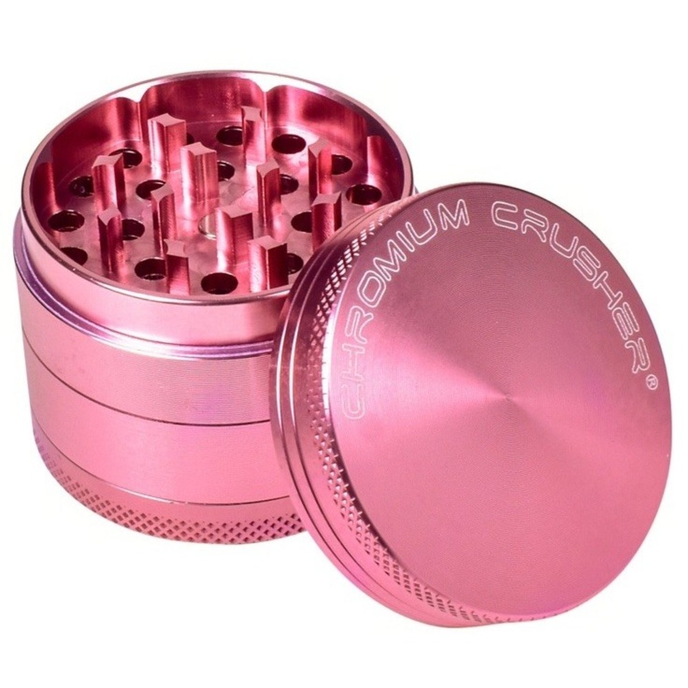 Chromium Crusher 4 Piece Herb Grinder‎ Pink Metal Magnetic Tobacco Crusher